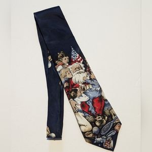 Holiday Novelty NeckTie STAFFORD Old World Patriotic Santa Christmas tie